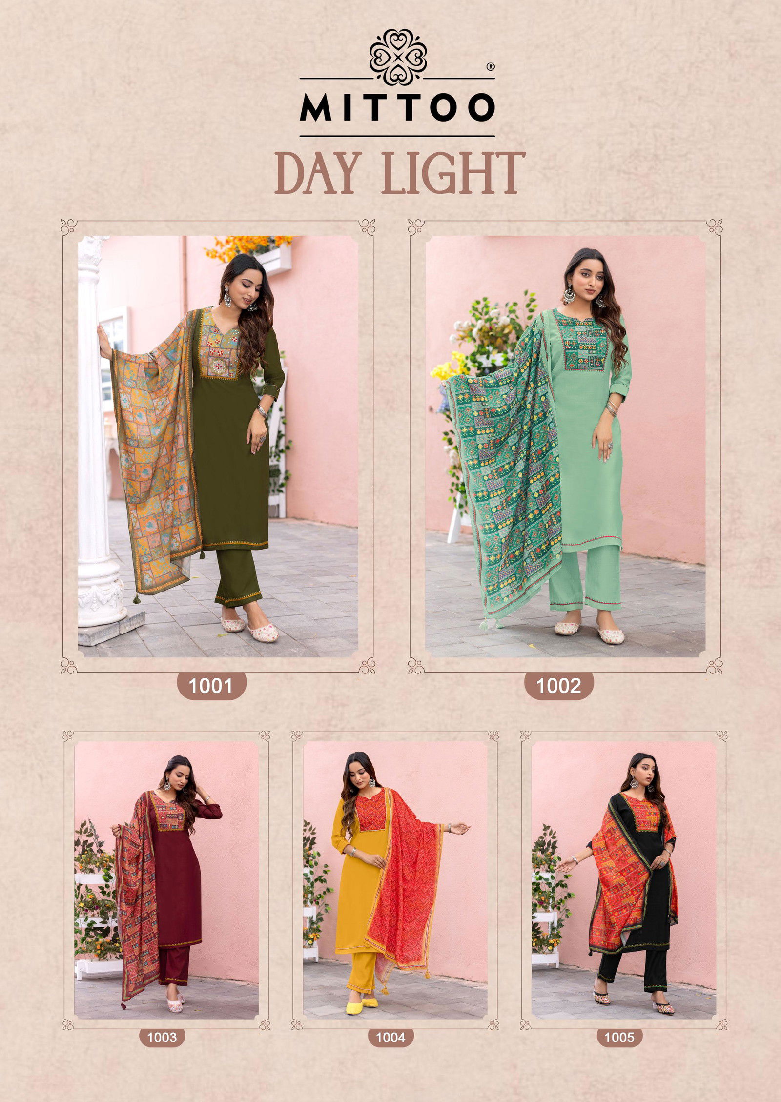 Mittoo Day Light Modal Silk Top Bottom With Dupatta Collection